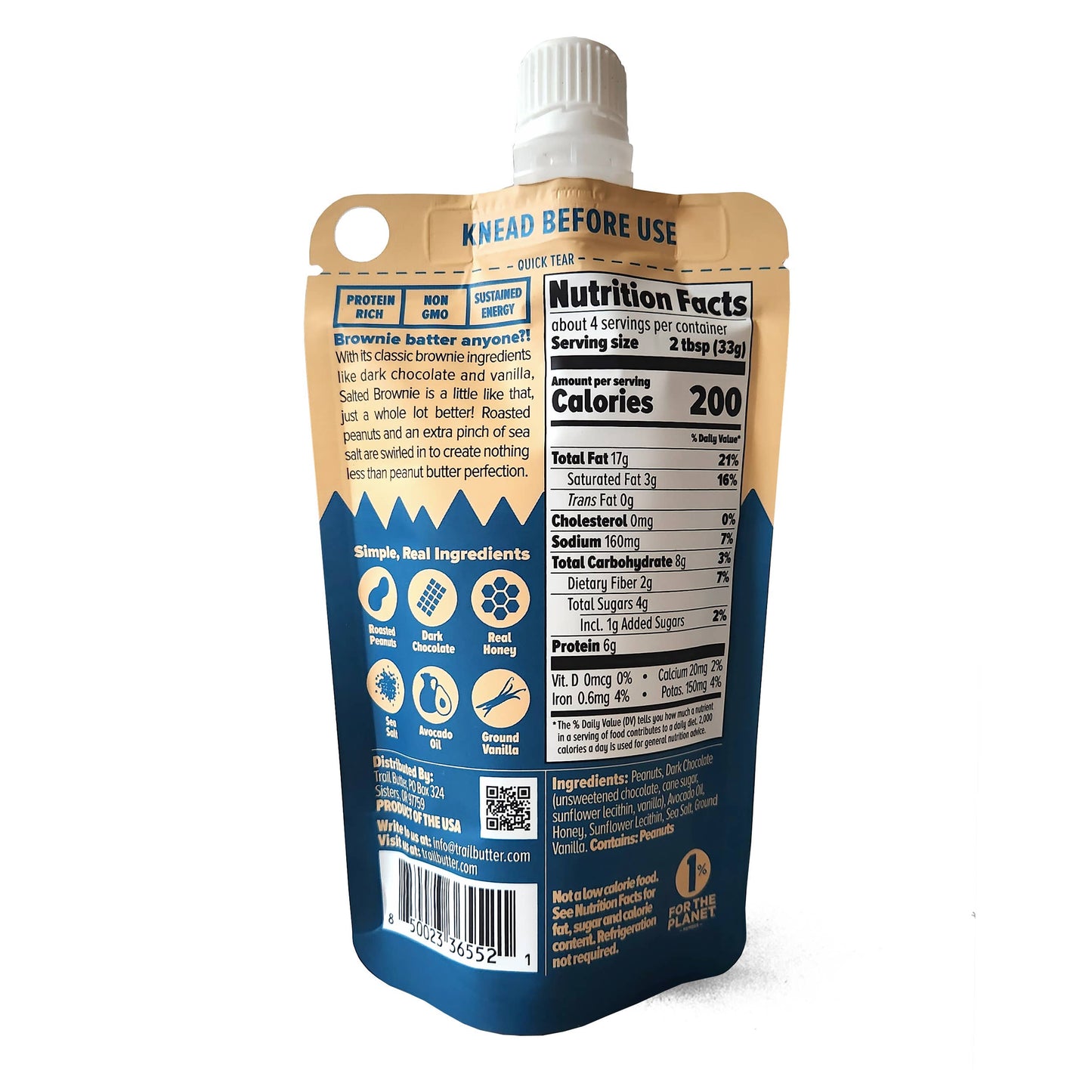 Salted Brownie Peanut Butter - (6) 4.5oz Pouches