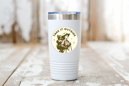 Take It Outside Sticker - hiking, outdoors, raccoon, nature