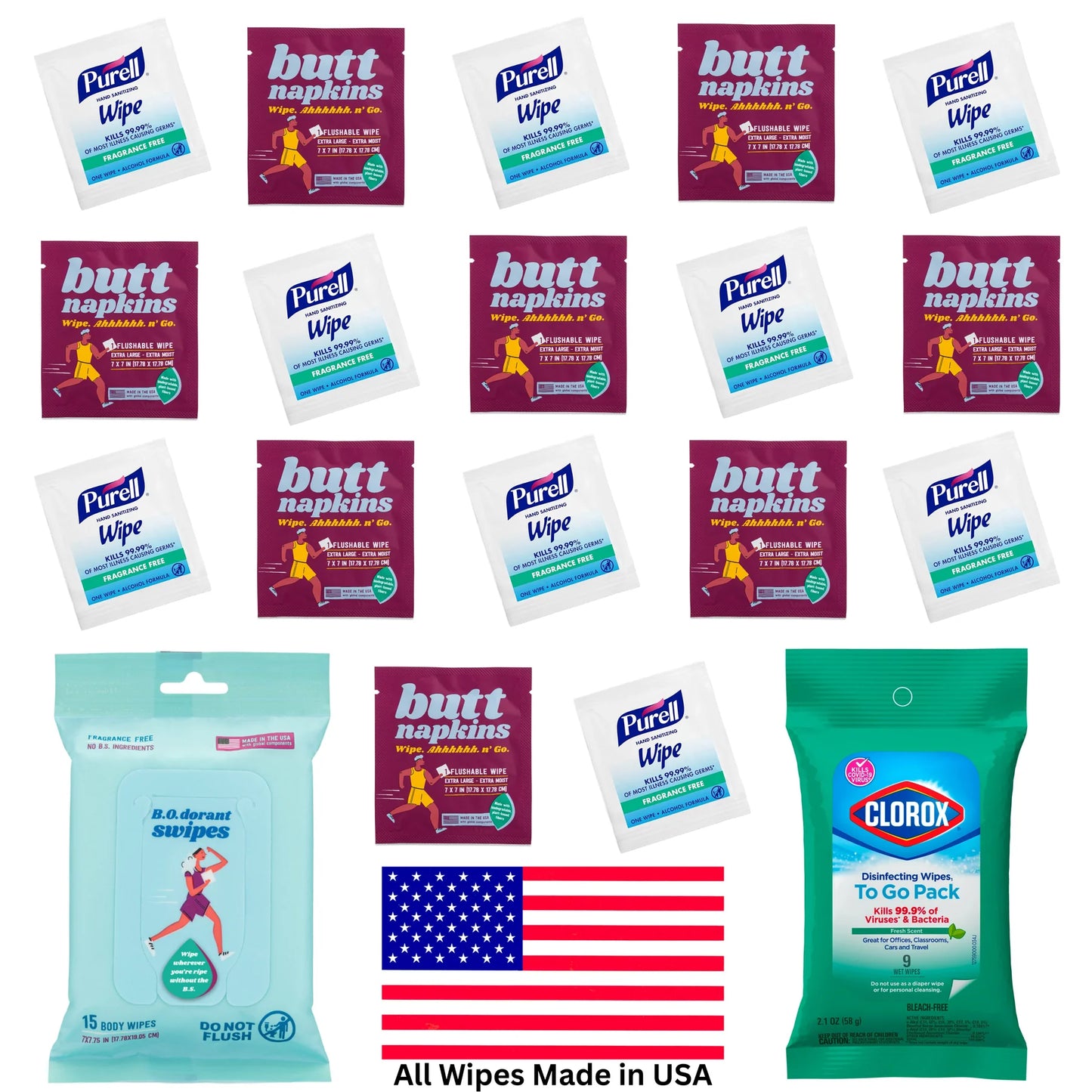 Butt Napkins Cleaned for Departure Kit